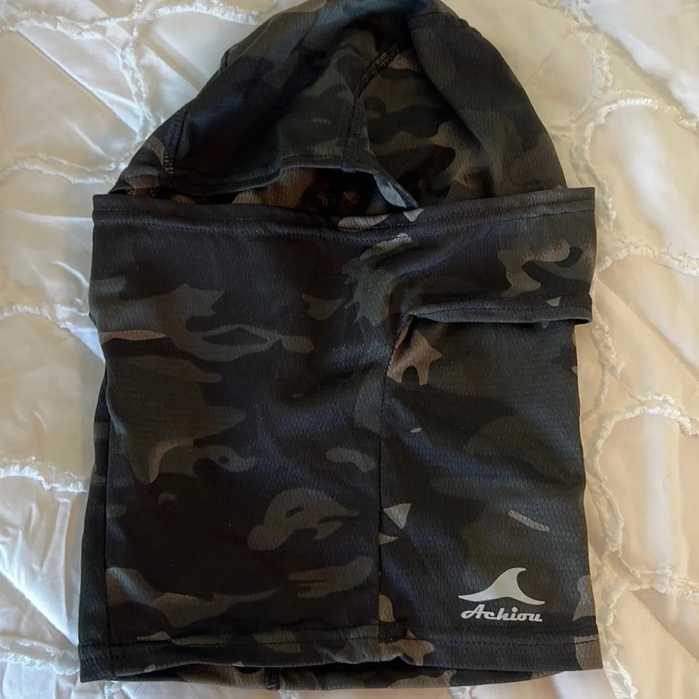 Achiou Unisex Breathable Black Camouflage Sun Mask.